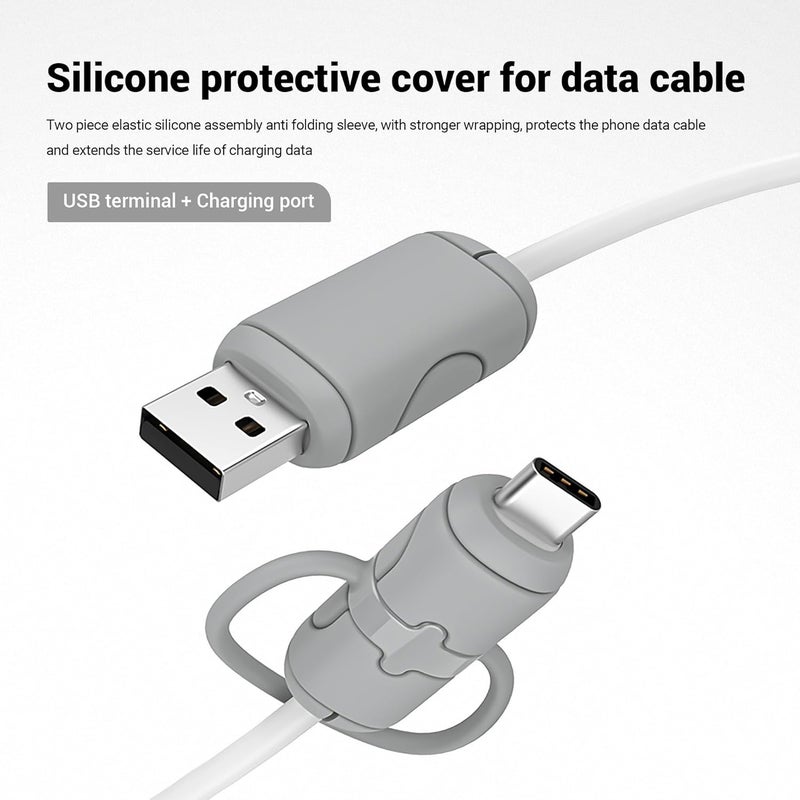 YIMATEECO Charger Cable Protector, 6Pcs Silicone Non-Slip USB Cord Savers, 2 in 1 Double-End Charging Cable End Protective Cover Storage & Anti-Break Compatible with USB-A Type-C (3 Colors, 3 Sets) - Image 3